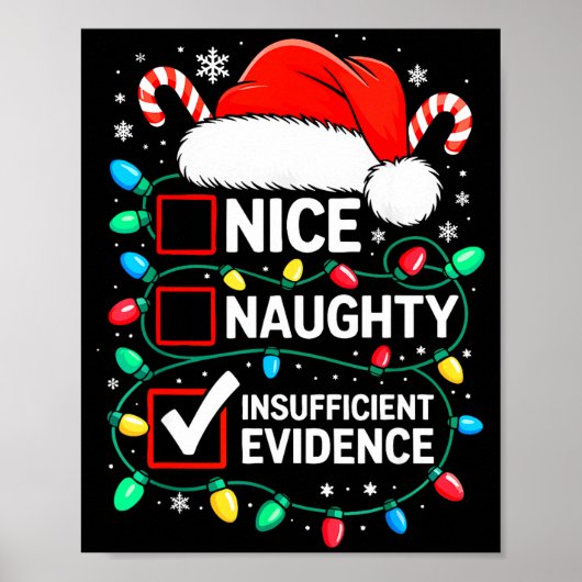 楽しいクリスマスのTシャツ　いい子　悪い子　証拠不十分 ポスター (正面)