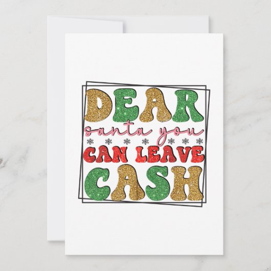 楽しいクリスマスよ、サンタさん 現金でいいわ シーズンカード (正面)