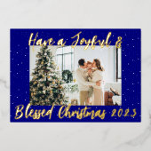 楽しいクリスマスを過賛美ごす|1枚の写真 箔シーズンカード (正面)