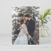 「楽しいクリスマスを」 エレガントなタイポグラフィーの写真 シーズンカード (スタンド正面)