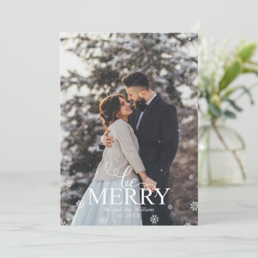 「楽しいクリスマスを」 エレガントなタイポグラフィーの写真 シーズンカード (スタンド正面)