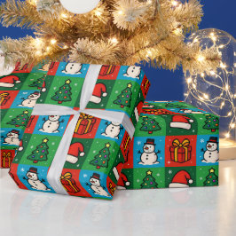 楽しいクリスマスアイコン包装紙 ラッピングペーパー