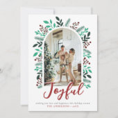 楽しいクリスマスアーチベリーの葉フォトグリーン シーズンカード (正面)