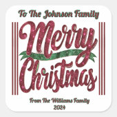 楽しいクリスマスカラフル応援! スクエアシール (正面)