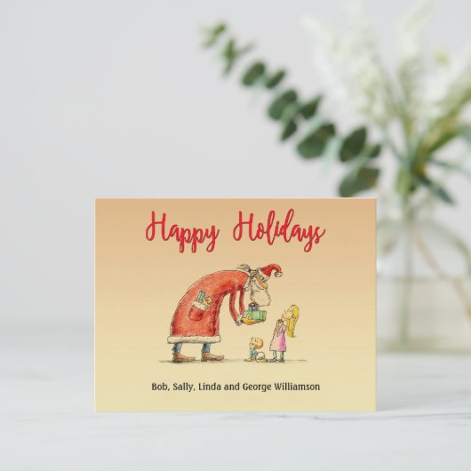 楽しいクリスマスカードに名前を追加 ポストカード (スタンド正面)