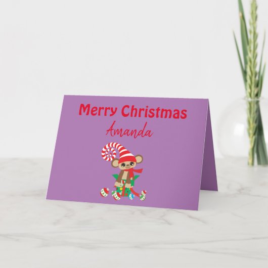 楽しいクリスマスカードサファリモンキー カード (正面)