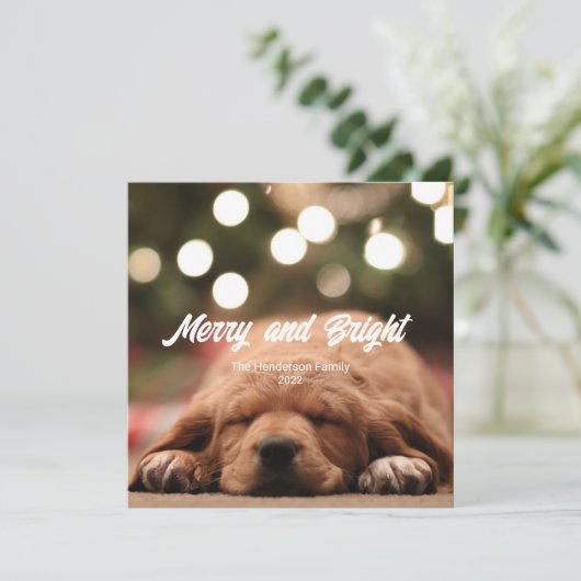 楽しいクリスマスカード 明るくて華やかな写真付き 招待状 (スタンド正面)