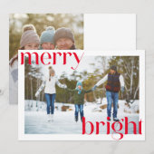 楽しいクリスマスカード 赤いタイポグラフィー 2つの写真 シーズンカード (正面/裏面)