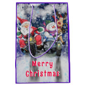 楽しいクリスマスギフトバッグ ハッピーな友達たち ミディアムペーパーバッグ (正面)