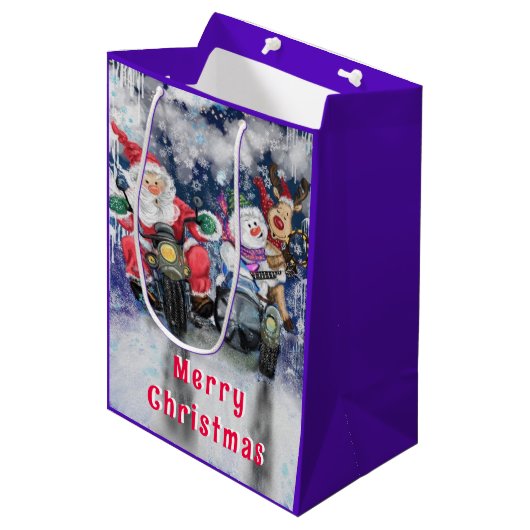 楽しいクリスマスギフトバッグ ハッピーな友達たち ミディアムペーパーバッグ (正面アングル)
