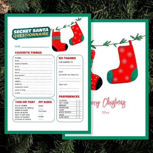 楽しいクリスマスゲームシークレットサンタアンケート シーズンカード
