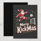 楽しいクリスマスサッカーキックマス サッカー好きのための面白いサンタクロース 招待状 (正面/裏面)