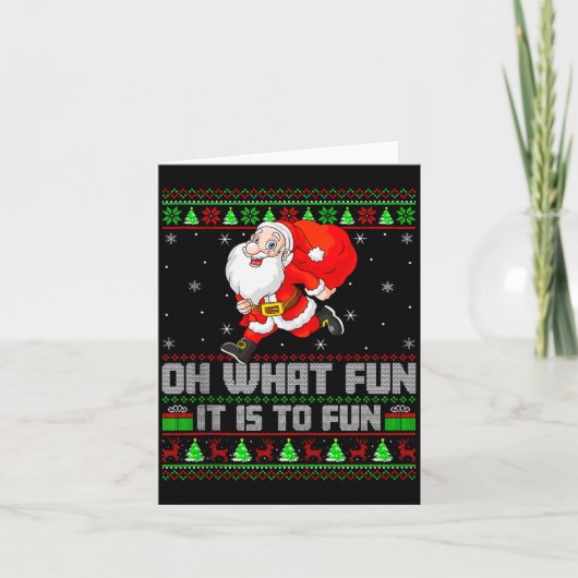 楽しいクリスマスサンタのジョギングがっかり面白い カード (正面)