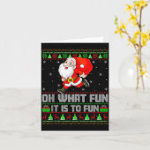 楽しいクリスマスサンタのジョギングがっかり面白い カード (黄色い花)
