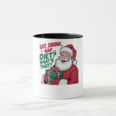 楽しいクリスマスサンタのマグカップ 食べる 飲む 昼寝 マグカップ (中央)