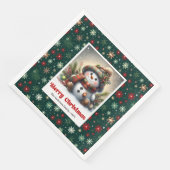 楽しいクリスマススノーマンナプキン 編集可能 キッズ スタイル (コーナー)