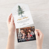 楽しいクリスマスツリーのホリデー記念写真カード オールインワン招待状 (貼ってはがせる)