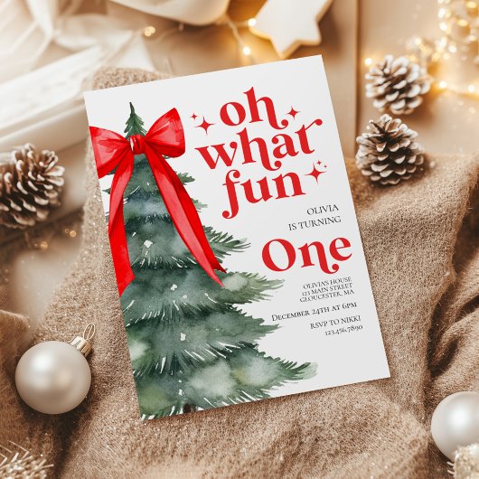 楽しいクリスマスツリー 1歳の誕生日 招待状