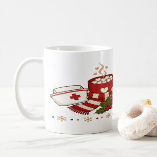 楽しいクリスマスナースのシフトタイポグラフィーアート コーヒーマグカップ