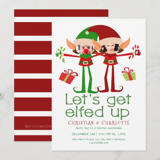 楽しいクリスマスパーティーにしよう！おもしろいクリスマスプレゼント 招待状 (正面/裏面)