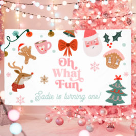 楽しいクリスマスパーティーの女の子 1歳の誕生日 横断幕