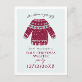 楽しいクリスマスパーティー 汚いクリスマスセーターで飲み会 インビテーションポストカード (正面)