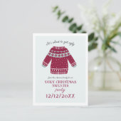 楽しいクリスマスパーティー 汚いクリスマスセーターで飲み会 インビテーションポストカード (スタンド正面)