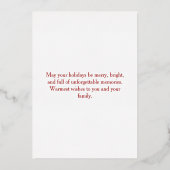 楽しいクリスマスプレゼント サンタの家族写真 箔シーズンカード (裏面)