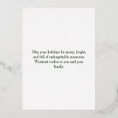 楽しいクリスマスプレゼント サンタの家族写真 箔シーズンカード (裏面)