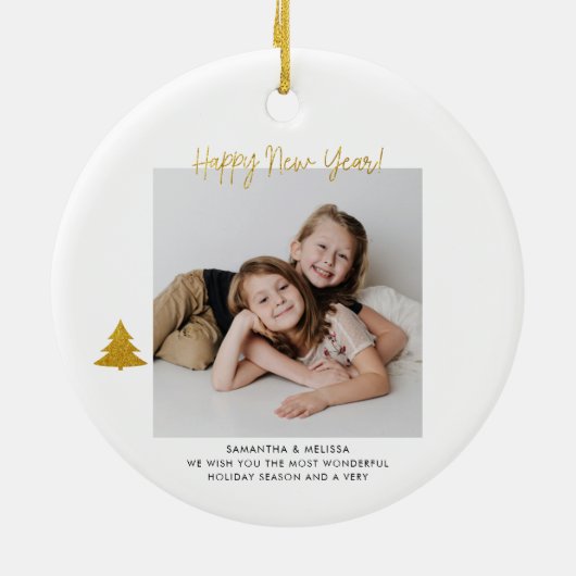 楽しいクリスマスホリデースクリプトの写真おばあちゃん セラミックオーナメント (裏面)