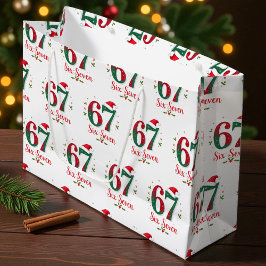 楽しいクリスマスミームシックスセブン67 6 7 ホリデー ラージペーパーバッグ
