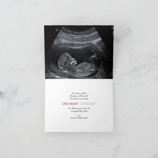 楽しいクリスマス休暇の妊娠発表 シーズンカード (内部)