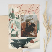 楽しいクリスマス冬の山の村の風景 シーズンカード