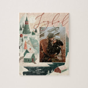 楽しいクリスマス冬の山の村の風景 ジグソーパズル