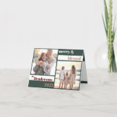 楽しいクリスマス家族写真グリーン シーズンカード (正面)