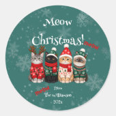 楽しいクリスマス猫 ラウンドシール (正面)