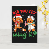 楽しいクリスマス看護師 アイスしてみた？ジンジャーマン カード (黄色い花)