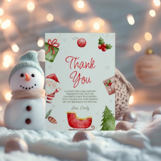 楽しいクリスマス誕生日ありがとうカード 招待状