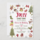 楽しいクリスマス誕生日パーティー 招待状 (正面)