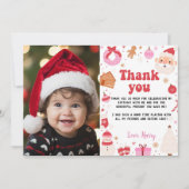 楽しいクリスマス誕生日写真ありがとう サンキューカード (正面)