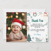 楽しいクリスマス誕生日写真ありがとう サンキューカード (正面)