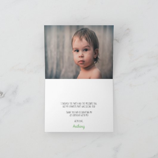 楽しいクリスマス誕生日写真 サンキューカード (内部)