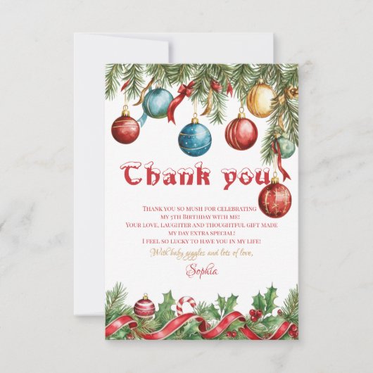 楽しいクリスマス誕生日招待状 サンキューカード (正面)