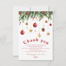 楽しいクリスマス誕生日招待状 サンキューカード