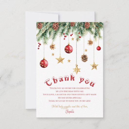 楽しいクリスマス誕生日招待状 サンキューカード (正面)