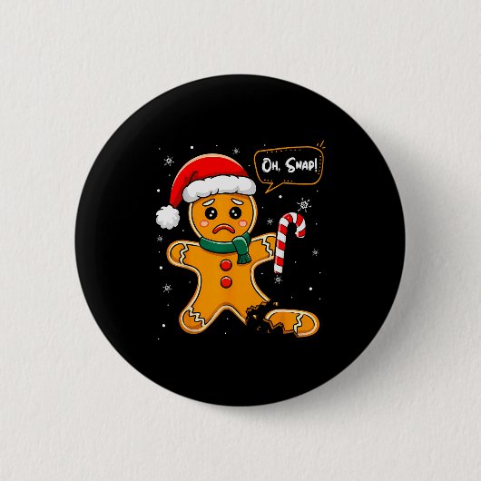 楽しいクリスマス おっと ショウガ人形クッキー X M 缶バッジ (正面)