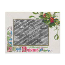 "楽しいクリスマス"のヴィンテージの写真フレームの郵便はがき