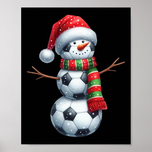 楽しいクリスマス サッカー ビールズ 雪だるま  ポスター (正面)