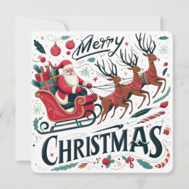楽しいクリスマス サンタのトナカイとソリの祭典 招待状