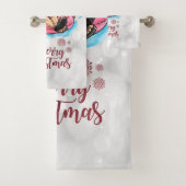 楽しいクリスマス サンタクロース、ピンクのフラミンゴ バスタオルセット (インサイチュ)